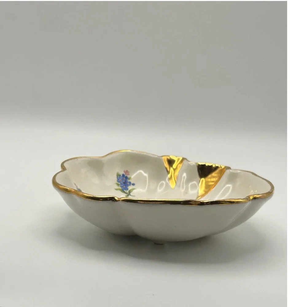 Vintage Holley Ross Distinguished 22K Gold China Trinket Dish 